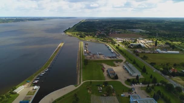 Panorama Marina Lagoon Wloclawek Przystan Krajobraz Aerial View Polsko Vysoce — Stock video