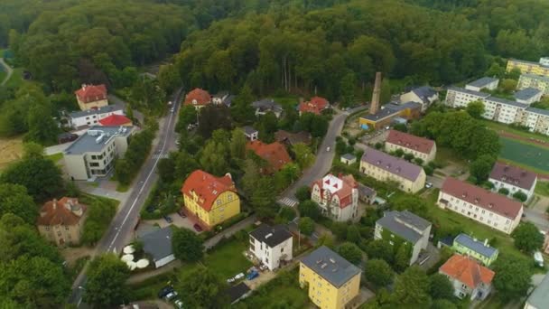 Street Strzelecka Houses Forest Wejherowo Domy Las Aerial View Polen – stockvideo
