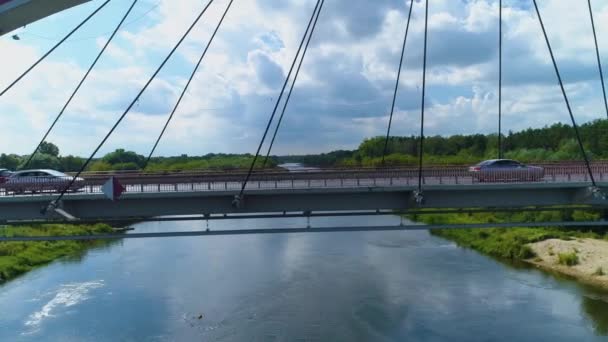 Madalinskiego Köprüsü Narew Nehri Ostroleka Rzeka Hava Görüntüsü Polonya Yüksek — Stok video