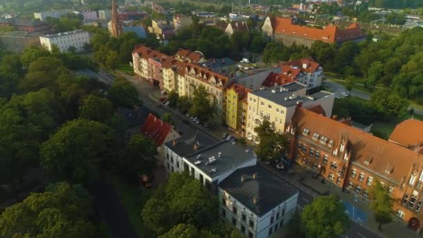 Улица Чарнецкого Дома Stargard Kamienice Aerial View Poland Высококачественные Кадры — стоковое видео
