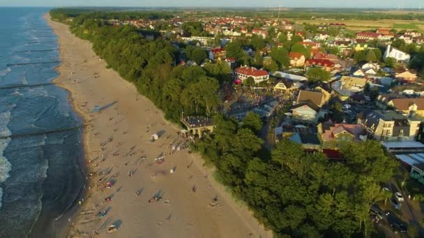 Spiaggia Mar Baltico Rewal Plaza Morze Baltyckie Vista Aerea Polonia — Video Stock