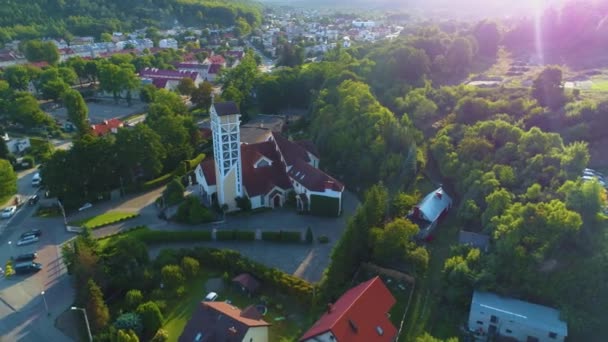 Church Rumia Kosciol Judy Tadeusza Aerial View Poland High Quality — Stock Video