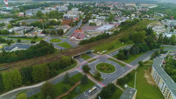 Aleja Monte Cassino Avenue Koszalin Tory Kolejowe Aerial View Lengyelország — Stock videók