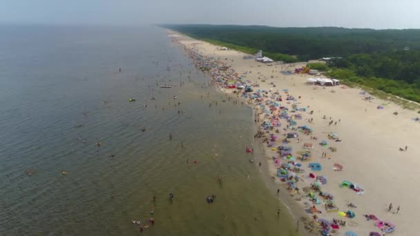 Strand Østersøen Jantar Plaza Morze Aerial View Polen Høj Kvalitet – Stock-video