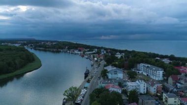 Güzel manzara Dziwnow Piekny Krajobraz Hava Görüntüsü Polonya. Yüksek kalite 4k görüntü