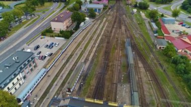 Tren İstasyonu Bialystok Dworzec Kolejowy Hava Görüntülü Polonya. Yüksek kalite 4k görüntü