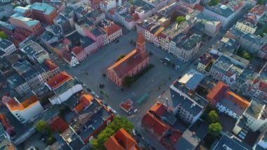 Yeni Kasaba Pazarı Torun Rynek Nowomiejski Hava Görüntüsü Polonya. Yüksek kalite 4k görüntü