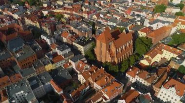 Katedral Torun Katedra Jana Chrzciciela Hava Görüntüsü Polonya. Yüksek kalite 4k görüntü