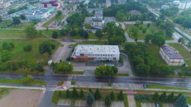 Komün Ofisi Suwalki Urzad Gminy Hava Görüntülü Polonya. Yüksek kalite 4k görüntü