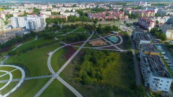 Piękny Park Jana Pawla Lomza Centrum Aerial View Poland Wysokiej — Wideo stockowe