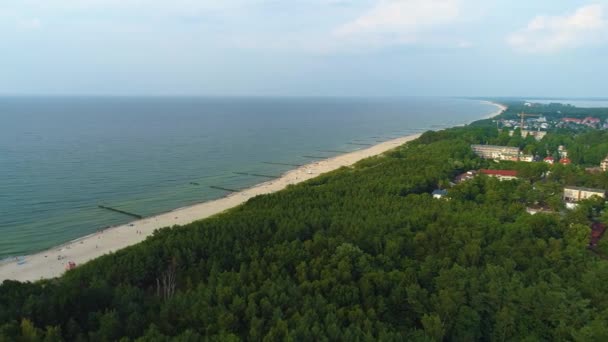 Güzel Manzara Uniescie Mielno Krajobraz Hava Görüntüsü Polonya Yüksek Kalite — Stok video