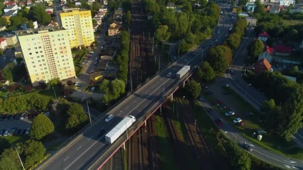 Street Sobieskiego Tracks Rumia Krajobraz Aerial View Poland Vysoce Kvalitní — Stock video