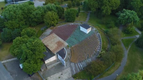 Ruins Amphitheater Siedlce Ruiny Amfiteatr Aerial View Poland High Quality — Stock Video
