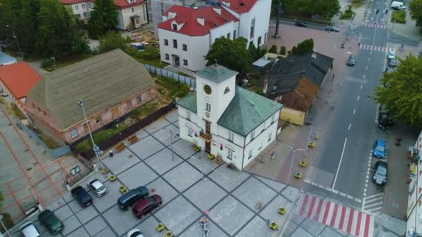 Plac Pilsudski Square Piaseczno Ratusz Aerial View Poland Vysoce Kvalitní — Stock video