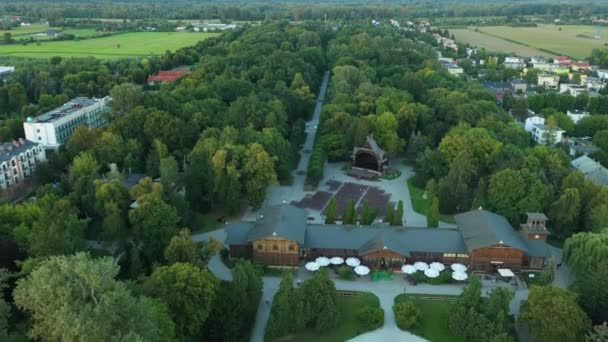 Spa Park Ciechocinek Park Zdrojowy Aerial View Poland High Quality — Stock Video