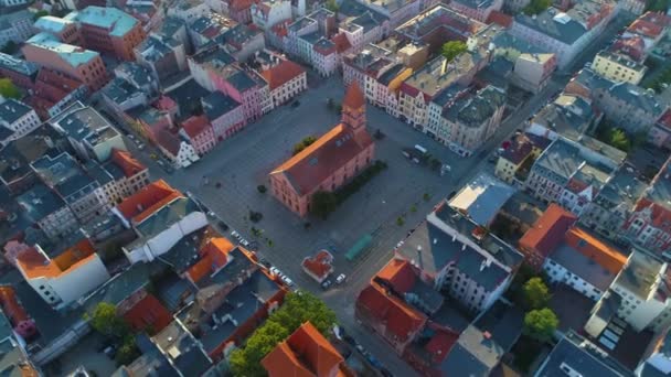 New Town Market Torun Rynek Nowomiejski Aerial View Poland Vysoce — Stock video