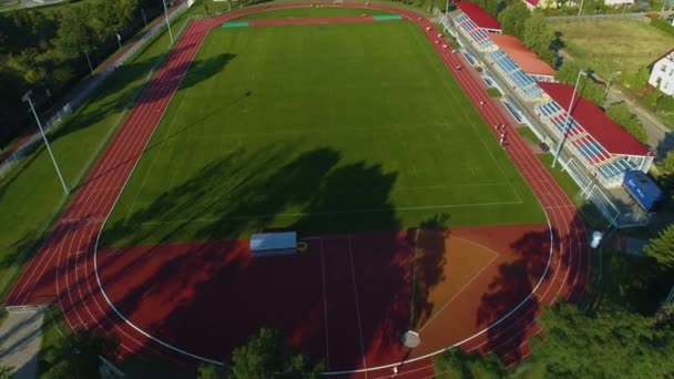 Stadion Mosir Rumia Stadion Luftaufnahme Polen Hochwertiges Filmmaterial — Stockvideo