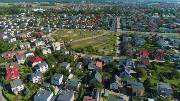 Panorama Detached Houses Rumia Domy Jednorodzinne Aerial View Poland High — Stock Video