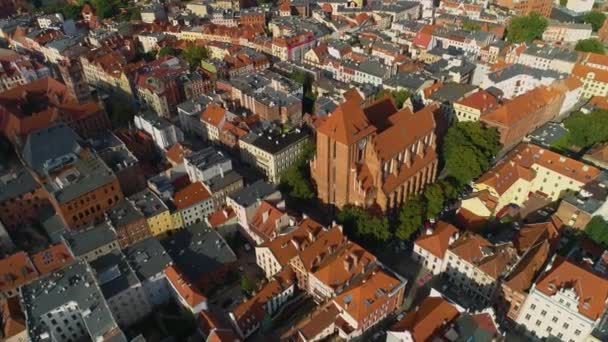 Katedral Torun Katedra Jana Chrzciciela Hava Görüntüsü Polonya Yüksek Kalite — Stok video