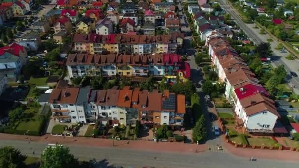 美丽的风景寓所Leba Domy Piekny Krajobraz Aerial View Poland 高质量的4K镜头 — 图库视频影像