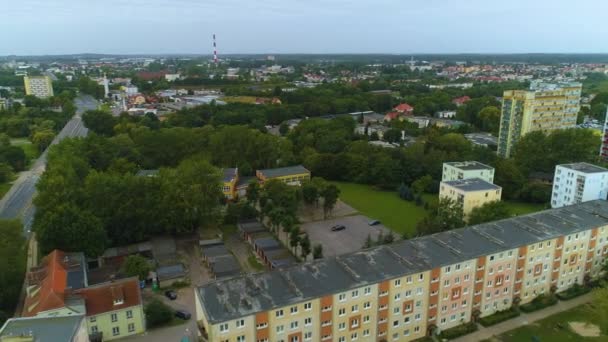 Casa Panorama Bonita Propriedade Koszalin Krajobraz Osiedle Bloki Vista Aérea — Vídeo de Stock