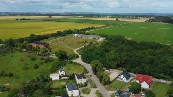 Schöne Landschaft Oslonino Krajobraz Luftaufnahme Polen Hochwertiges Filmmaterial — Stockvideo
