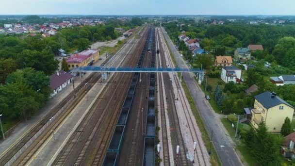 Stazione Ferroviaria Ostroleka Dworzec Kolejowy Vista Aerea Polonia Filmati Alta — Video Stock