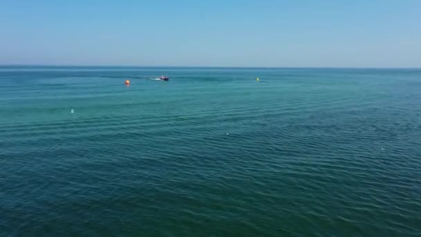 Barca Motore Mar Baltico Sarbinowo Motorowka Morze Baltyckie Vista Aerea — Video Stock