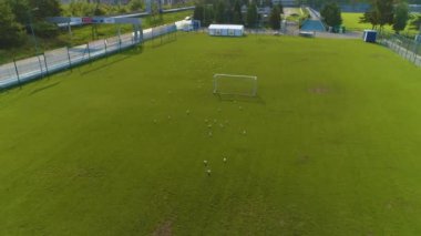 Birds Stadyumu Stargard Ptaki Stadyumu Hava Görüntüsü Polonya. Yüksek kalite 4k görüntü