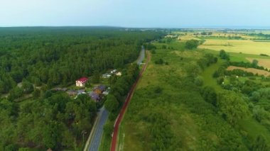 Güzel manzara Stegna Piekny Krajobraz Hava Manzarası Polonya. Yüksek kalite 4k görüntü