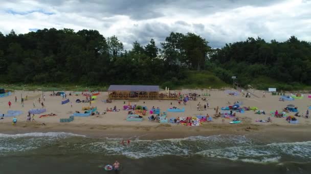 Παραλία Βαλτική Θάλασσα Pustkowo Plaza Morze Baltyckie Aerial View Πολωνία — Αρχείο Βίντεο