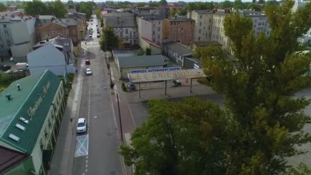Σταθμός Λεωφορείων Στο Slupsk Dworzec Autobusowy Aerial View Πολωνία Υψηλής — Αρχείο Βίντεο
