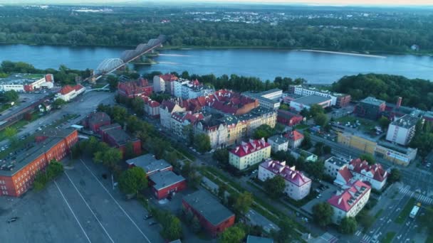 Vistula Nehri Nin Güzel Panorama Torun Krajobraz Wisla Hava Manzarası — Stok video