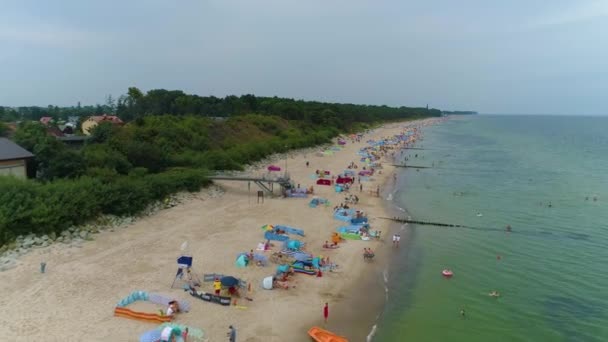 Prachtig Strand Baltische Zee Chlopy Plaza Morze Baltyckie Luchtfoto View — Stockvideo