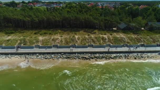 Promenade Baltic Sea Rowy Promenada Morze Baltyckie Aerial View Poland — 图库视频影像
