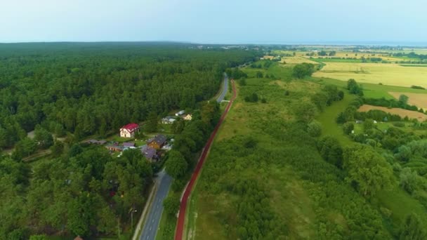 Bellissimo Paesaggio Stegna Piekny Krajobraz Vista Aerea Polonia Filmati Alta — Video Stock