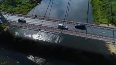 Madalinskiego Köprüsü Narew Nehri Ostroleka En Rzeka Hava Görüntüsü Polonya. Yüksek kalite 4k görüntü