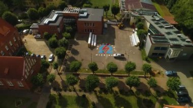 Okul Kompleksi Wejherowo Powiatowy Zespol Szkol Hava Görüntüsü Polonya. Yüksek kalite 4k görüntü