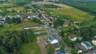 Güzel Peyzaj Lukecin Piekny Krajobraz Hava Görüntüsü Polonya. Yüksek kalite 4k görüntü