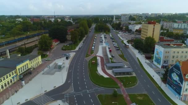 Avenue Aleja Armii Krajowej Koszalin Aerial View Poland High Quality — Stock Video