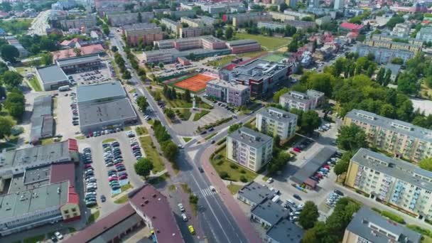 Hallera Street Ostroleka Aerial View Polsko Vysoce Kvalitní Záběry — Stock video