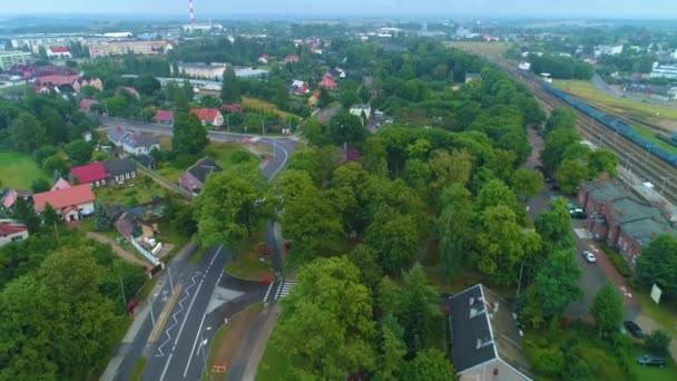 公园火车站Suwalki Dworzec Kolejova Aerial View Poland 高质量的4K镜头 — 图库视频影像
