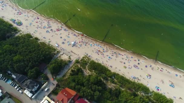 Baltic Sea Beach Uniescie Mielno Plaza Morze Widok Lotu Ptaka — Wideo stockowe