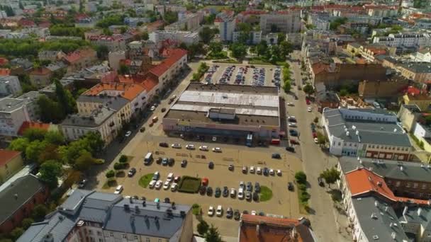 Green Market Winkels Wloclawek Sklepy Zielony Rynek Aerial View Polen — Stockvideo