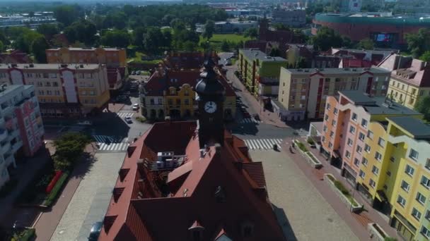 Centro Mercato Museo Storico Lubin Ratusz Vista Aerea Polonia Filmati — Video Stock