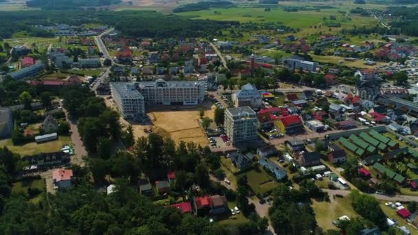 Beautiful Landscape Houses Jaroslawiec Krajobraz Domki Aerial View Poland High — Stock Video