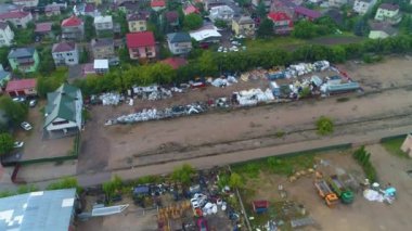 Depo Malzemeleri Suwalki Sklad Budowlany Hava Görüntüsü Polonya. Yüksek kalite 4k görüntü