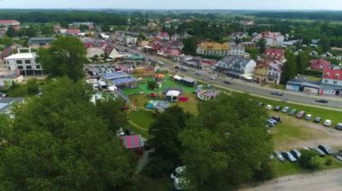 Lunapark Mirolandia Dabki Wesole Miasteczko Hava Görüntüsü Polonya. Yüksek kalite 4k görüntü