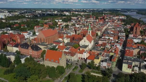 Panorama Kota Tua Torun Stare Miasto Pemandangan Udara Polandia Rekaman — Stok Video