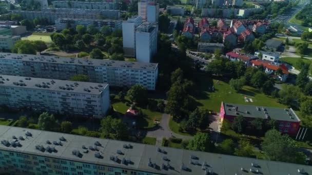 Krásná Krajina Bydlení Estate Lubin Krajobraz Osiedle Aerial View Polsko — Stock video